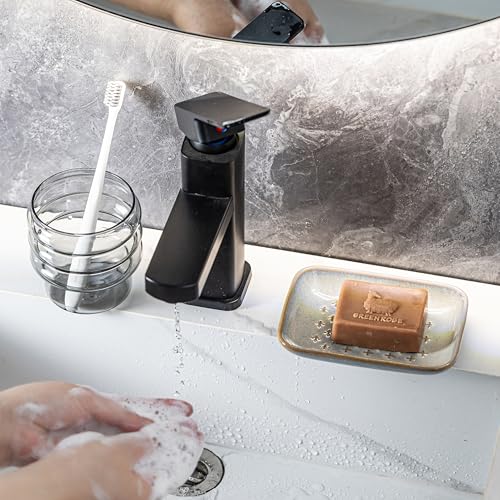 Gomakren Ceramic Soap Dish for Bar Soap 5.5in Cross Soap Saver Tray, Gray | Prevents soggy soap, non-slip bottom, easy to clean, bathroom soap holder, multi-use for sink shower, sponge butter & jewelry - color: Gray, size: Cross
