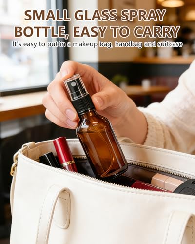 KEYWING 36 Pack Small Amber Glass Spray Bottles for Essential Oils, 2oz Empty Fine Mist Mini Spray Bottles, Refillable Containers for Hair, Travel, Plants, Cleaning, Skin Care - size: 2oz