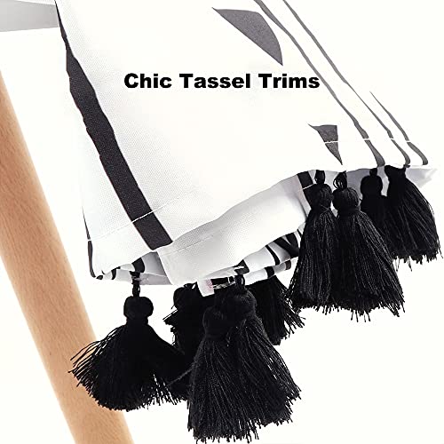 Uphome Extra Long Fabric Shower Curtain for Bathroom, Black and White Boho Shower Curtain Set Chic Triangle Geometric Tassel Cloth Bath Curtains, Waterproof Machine Washable for Modern Bathtub 72 x 78 - color: White, size: 72"W x 78"L (Pack of 1)