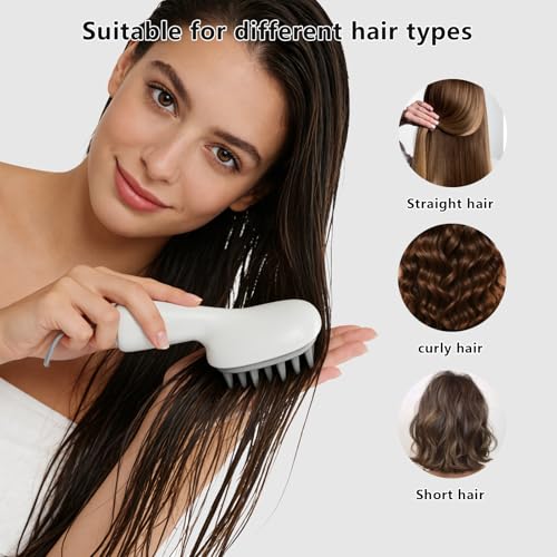 Scalp Massager with Long Handle Hair Growth, Soft Silicone Scalp Scrubber Shampoo Brush for Exfoliation, Dandruff Removal & Head Massage Stress Relax, Wet & Dry Use for Thick, Thin Hair Care