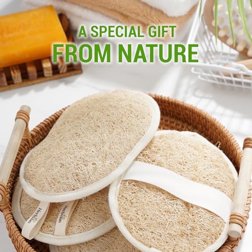Vietnamese Natural Loofah Exfoliating Body Scrubber Pads, 100% Plant-Based Shower Luffa Sponge, Bath Loofah for Women Men (1, Oval 6.5"x4.9") - size: 1 Count (Pack of 1)