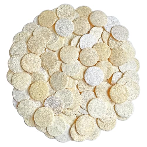 108 Pack Natural Loofah Sponge Exfoliating Face Pads - Facial Body Scrubbers Pad - When Bath Shower and Spa - Loofa Sponges Brush Scrub - Bulk Loofahs Scrubber - Cleansing Skin for Women and Men - size: 1 Count (Pack of 108)