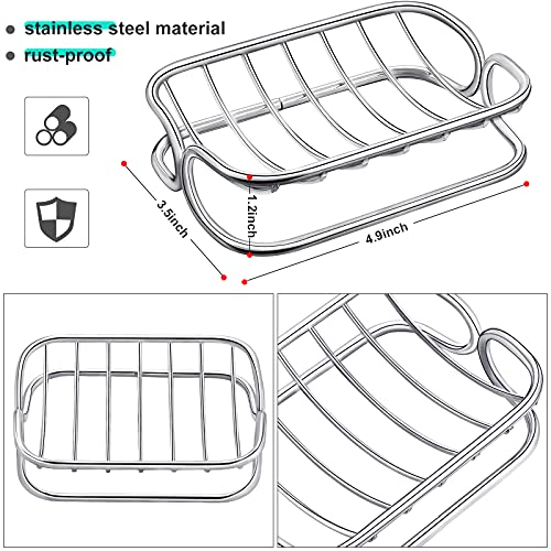 Patelai Soap Dish Stainless Steel Bathroom Bar Soap Holder for Shower Rust Proof Metal Self Draining Sponge Shelf Tray for Kitchen Sink(Classic Style) - style: Classic Style