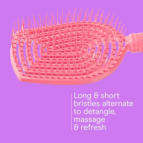 Conair Scalp Care Detangling hairbrush - Curly Hair Brush - Scalp Massager - hairbrushes for women & men - detangler for all lengths and types - can use wet or dry - Pink Pulse - color: Pink Palse, size: 1 Count (Pack of 1)