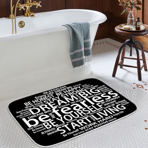 Inspirational Quotes Be Fearless Dream Coral Velvet Bath Rugs Non Slip Shower Mat for Bathroom Decor Sets Door Rug with Rubber Backing Absorbent Kitchen Floor Carpet 16 x 24 inches Black and White - color: Multi Color 14, size: 2'7" x 1'8" (Rectangular)