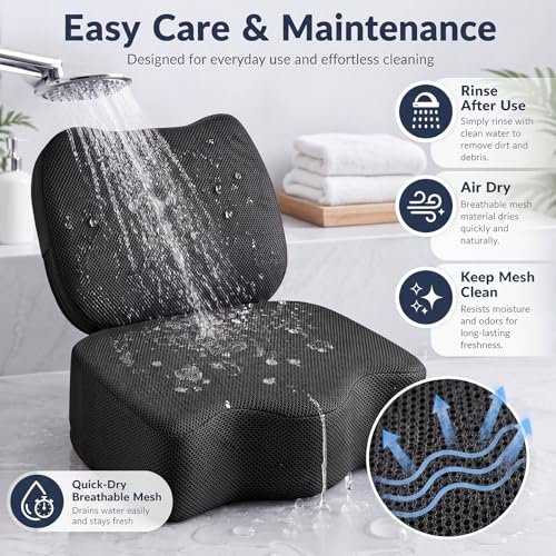 Yerliker 1 Pcs Foldable Hot Tub Booster Seat for Adults Adjustable 2 Heights up to 6.3", Weighted Booster Seat 3D Air Mesh Hot Tub Accessories Quick Dry Micro Dot Non Slip for Spa Bathtub Pool (Black) - color: Black