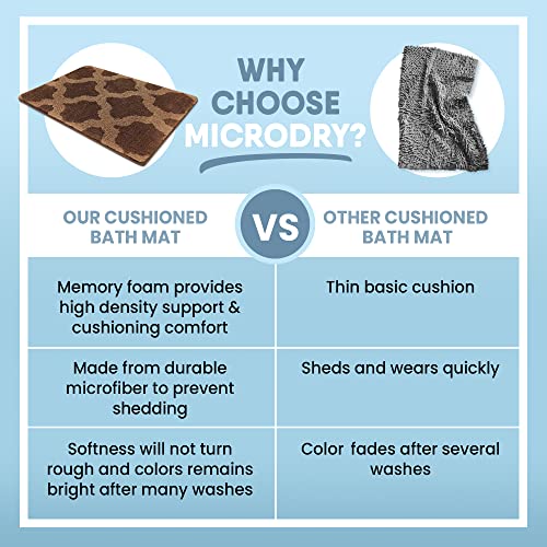 MICRODRY Home Inspirations Collection Soft & Cozy Bath Mats for Bathroom, Memory Foam Bathroom Rugs with Skid Resistant Base, Ultra Absorbent Microfiber Bath Mat, 17x24, Small, Brown - color: Brown