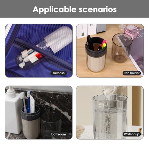 Travel Toothbrush Case, Portable Travel Toothbrush Holder with Toothbrush Cup, 3 in 1 Storage Toothbrush and Toothpaste Holder with Lid for Traveling Home Camping Bussines Trip (Clear Black) - color: Black