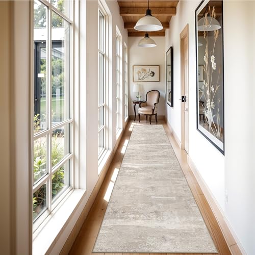 YOUFORTONG Runner Rug 2x10 Washable: Indoor Modren Abstract Long Kitchen Carpet with Non Slip Backing Soft Home Decor Rugs for Bedroom Laundry Entryway Ultra Soft Floor Mat for Bathroom 2X10 Beige - color: Beige, size: 2' x 10' (Runner)