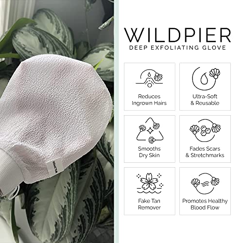 Wildpier Beauty Deep Exfoliating Glove - Biodegradable Viscose, Body Exfoliator Improves Skin Texture, Exfoliating Face Scrub Reduces Acne, Dead Skin Remover for Body, Body Scrubber Exfoliator - style: White