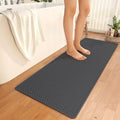 YDKGL Bathroom Runner Non Slip, Extra Soft Absorbent Quick Dry Bath Mats, Foam Weave Texture Thin Bath Rugs Washable with Rubber Backing, 24" x 70“ - color: Grey, size: 24"x 70"