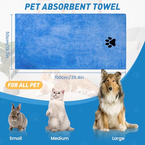 Pet Shower & Bath Supplies，Dog Shampoo Brush Set with Towel, Washing Gloves,Comb for Dogs and Cats (Blue) - color: blue, size: M