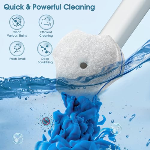 Disposable Toilet Brush with 48 PCS Refills, Disposables Toilets Cleaning System with Handle, Storage Caddy and 48Toilet Bowl Refill Heads for Bathroom Cleaning - style: Toilet Cleaning System