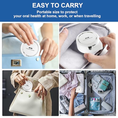 UV Toothbrush Sanitizer Holder, Toothbrush Sanitizer and Holder Cover Caps with Fan Drying, Rechargeable Portable Toothbrush Cleaner Case Fits Most Electric and Manual Toothbrushes (White) - color: White