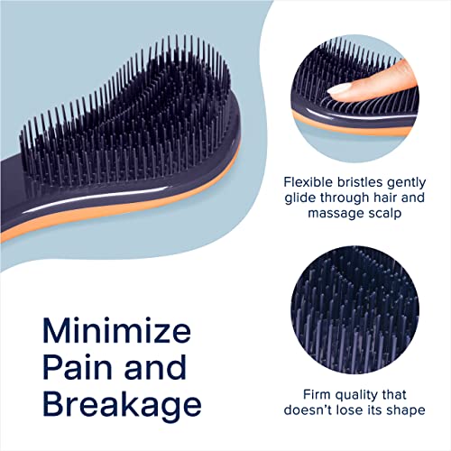 Crave Naturals Glide Thru Hair Brush - Detangler Brush for Curly, Straight, Wet or Dry Hair - Gentle Detangling Brusheses for Adults, Kids, Toddlers - Hair Accessories for Women, 7.5"x3" - Coral - color: Orange, size: 1 Pack (Regular)