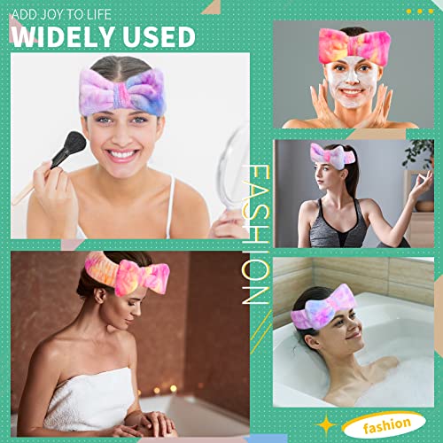 WSYUB Face Washing Headband and Wristbands Set, Headband and Writ Bands for Washing Face,Spa Headbands for Girls, 9pcs - color: Tie-dye Purple,Pink and orange