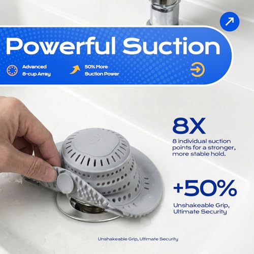 VLM 2 Pack Shower Hair Drain Catcher, Collapsible Silicone Hair Catcher Shower Drain with 8 Suction Cups - Drain Hair Catcher for Bathtub, Shower, Laundry, Sink,with Large Size - color: Grey Collapsible Style