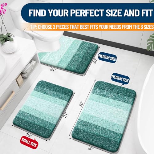 OLANLY Bathroom Rug Set 2 Piece, Soft Absorbent Microfiber Bath Mats and U-Shaped Contour Toilet Rug, Non-Slip, Machine Wash Dry, Plush Shaggy Bath Mats for Bathroom (24"x16"+24"x20", Blackish Green) - color: Blackish Green, size: 24" X 16" + U24" X 20"