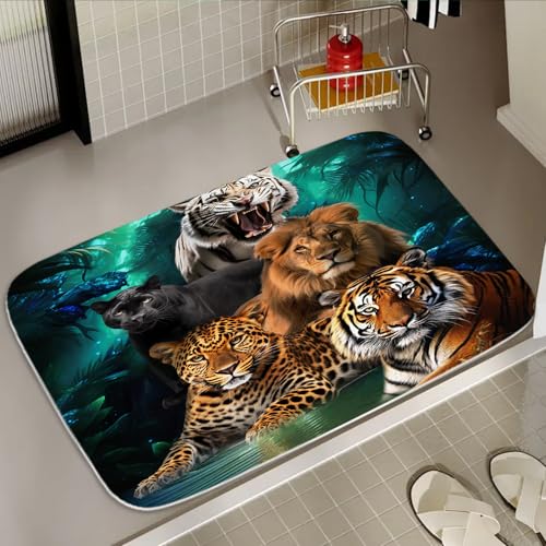 Tiger Leopard Lion Animals Bath Rugs Non Slip Shower Mat Western Nature Rustic Bathroom Decor Door Rug (16x24 inches Colorful) - color: Multi Color 10, size: 2' x 1'4" (Rectangular)
