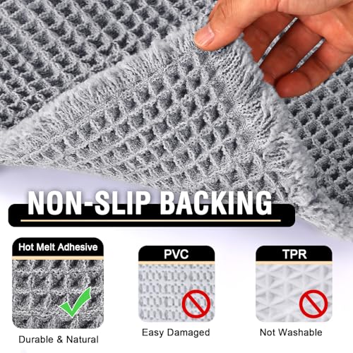 H.VERSAILTEX Upgraded Waffle Bath Mat Super Absorbent Non Slip Bath Rugs for Beside Tub, 20" x 32", Dove - color: Dove, size: 20" x 32"