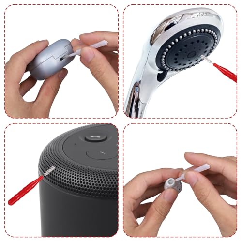 80pcs Shower Head & Nozzle Cleaning Tools, Including 30 Cleaning Brushes & 50 Shower Hole Brushes, Practical Unclogger Picks for Small Holes, Sink Gaps, and Showerhead Cleaner (Red, White)