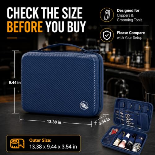 Boobowl Hard Travel Case for Hair Clippers, Hair Cutting Barber Supplies Organizer Bag, Trimmer Storage Holder for Ufree/for Wahl/for Andis Men Razor Guard Grooming Kits -Blue - color: Blue