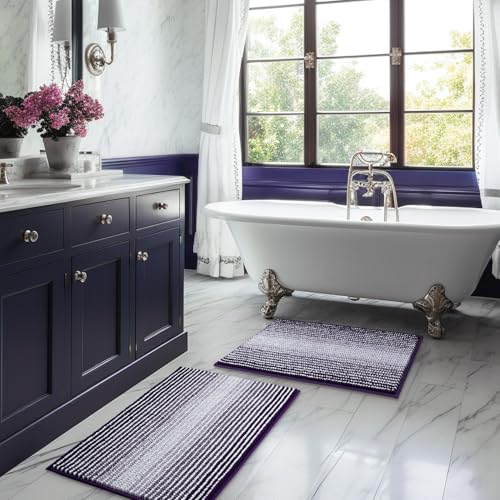 BSICPRO Bathroom Rugs and Mats Sets, 2 Piece Thick Absorbent Chenille Bath Mat Rug Set Non Slip, Soft Shaggy Bath Room Floor Mats for Bathroom, Machine Washable (Mauve Wine, 20" x 32" Plus 16" x 24") - color: Mauve Wine, size: 20" x 32" Plus 16" x 24"