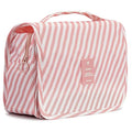 L&FY Hanging Travel Toiletry Bag Women's Cosmetic Organizer Makeup Case Pouch Men's Shaving Kits With Handle（Pink Stripe） - color: Pink Stripe, size: Compact Size
