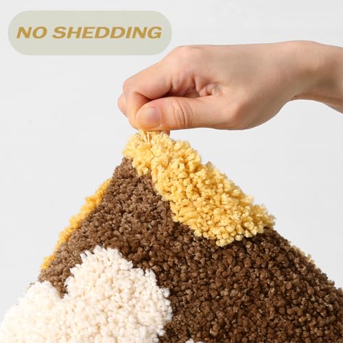 PTAEXCEL Floral U-Shaped Toilet Rug, Non-Slip Bath Mat Soft Plush Contour Bathroom Rug, Absorbent Microfiber Machine Washable for Toilet Base, 22 x 20 Inches Brown - color: Brown 22x20"
