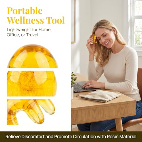 NIIIYTYB 2Pcs Head Massage Tools Scalp Massager Scraper for Deep Relaxation Acupressure Massager Japanese Spa Hair Care Tool for Home Office Travel Amber - color: Amber