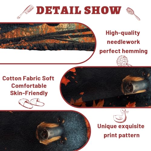Black Bear Hand Towels, Wild Animal Bear Retro Cabin Forest Bathroom Towel Soft Absorbent Small Bath Towels Decorative Kitchen Guest Dish Towel - color: Black Bear