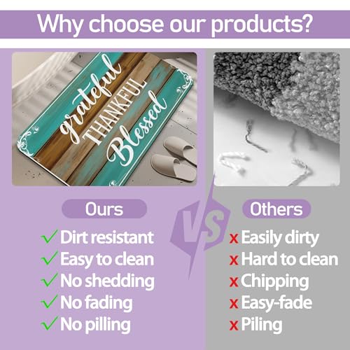 Blessed Bathroom Rugs, Fast-Absorbing Bath Mat, Quick-Dry Non-Slip Thin Rug for Bathroom Floor Kitchen 17"x30" - color: Blessed