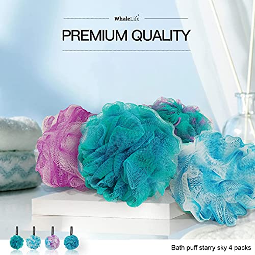 Loofah Sponge Bath Sponge for Women Men 4 Pack (Blue Conbine) - style: Blue Conbine