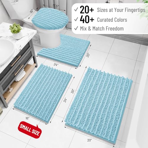 Arotive Luxury Large Bathroom Rugs 47x32, Extra Soft Thick Absorbent Shaggy Chenille Bath Rugs, Machine Wash Dry, Bath Mats for Bathroom Floor, Tub and Shower, Home Decor Accessories, Blue - color: Blue, size: 47" X 32"