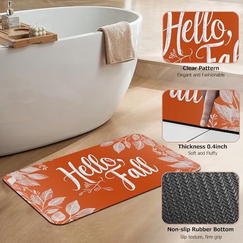 Autumn Themed Bathroom Rugs,Bath Mats for Bathroom,Leaf Low Pile Absorbent Bath Mat,Rubber Backing Non Slip Washable Thin Quick Dry Door Mat 17x29.5 Inch - color: Autumn Themed,leaf
