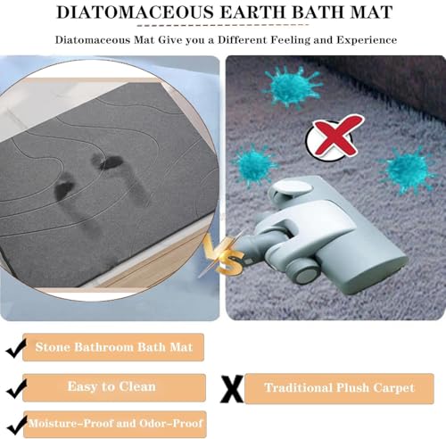 MORANDI Stone Bath Mat 2 Pack, Tub & Bath Diatomaceous Earth Stone Mat - Super Absorbent Non-Slip Fast-Drying Shower Mat,Stone Bath Mats for Bathroom & Kitchen, Easy to Clean (Dark Gray 2) - color: Dark Gray 2, size: 1'3" x 1'11" (Rectangular)