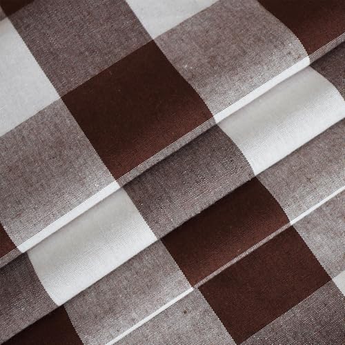 3 Pieces Tier Curtains and Valance Set Buffalo Check Kitchen Tiers Plaid Gingham Rod Pocket Classic Short Small Cafe Curtains Country Farmhouse Cafe Bathroom 54"x18"/27"x36" Brown & White - color: Plaids Brown&white, size: 27"W x 36"L (Pack of 3)