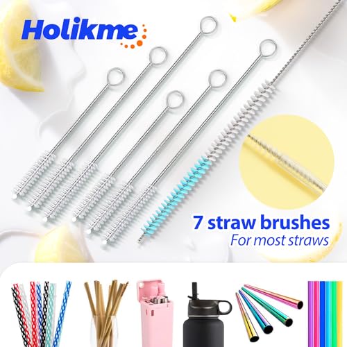 Holikme Bottle Brush Tube Cleaning Lab Set with Long Handle, Cup Cleaner for Washing Narrow Neck Beer Wine Decanter Pipes Lids Sinks Cap Covers, Pink - color: Pink