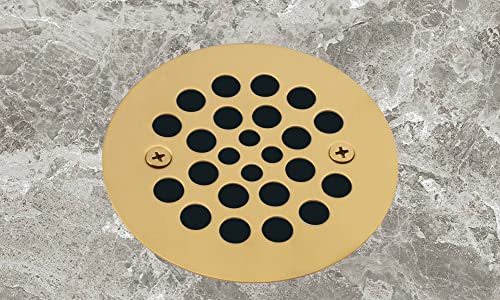 Artiwell 4-1/4“ Shower Strainer Drain Trim Set, Screw-in Shower Strainer Drain Cover, Plastic-Oddities Style Replacement Strainer Grid,Machine & Self-Tapping Screws Included (Brushed Gold) - color: Brushed Gold