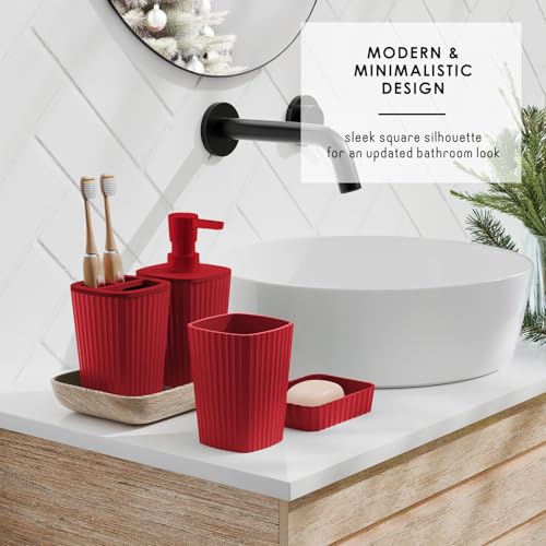 Clara Clark Christmas Bathroom Accessory Set - 22PC, Complete Set + Bath Rugs, Modern, Red & White, Polyester - color: Christmas, size: Complete Set + Bath Rugs