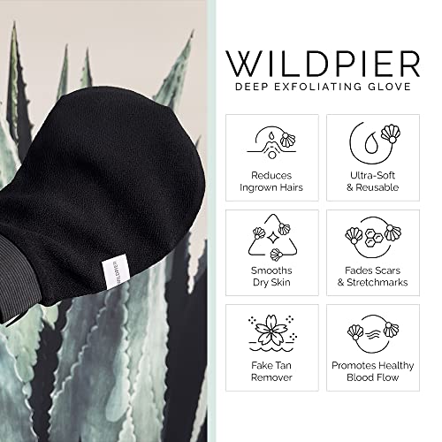 Wildpier Beauty Luxe Deep Exfoliating Glove - Biodegradable Viscose, Body Exfoliator Improves Skin Texture, Exfoliating Face Scrub Reduces Acne, Dead Skin Remover for Body, Body Scrubber Exfoliator - style: Black