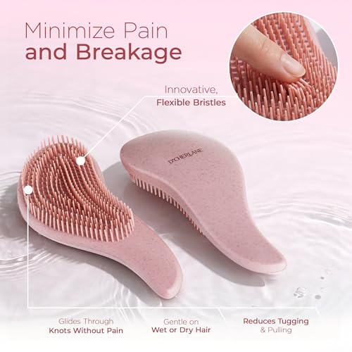 D’Cherlane Essential Comb Collection – Scalp Massager, Detangling Brush & Wide-Tooth Comb Set for All Hair Types | Stimulates Scalp & Reduces Breakage