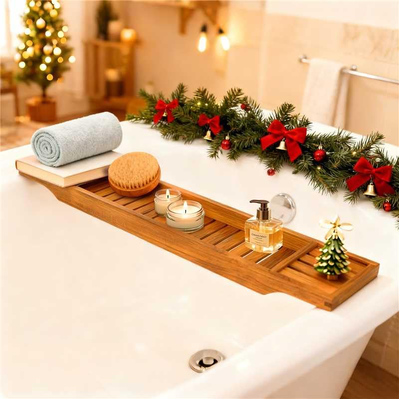 VaeFae Teak Bathtub Tray, Wooden Bath Caddy for Bathtub, Bath Tub Wood Table for Tub - size: 33.8" x 6" x 1.8"
