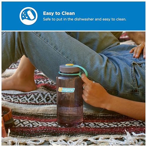 Nalgene 32 oz Wide Mouth Water Bottle | BPA-Free, Durable & Leak Proof, Lightweight Bottle for Hiking & Gym, Work & Travel - color: Aubergine, size: 32 Ounces