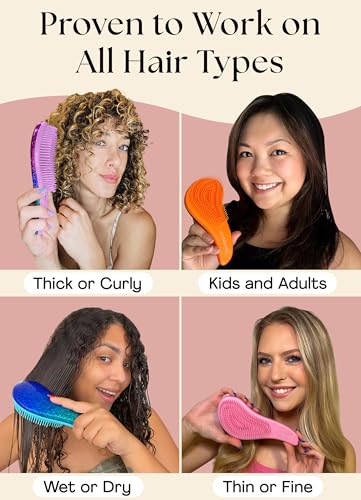 Lily England Detangler Hair Brush for Curly, Thick, Straight & Natural Hair - Gentle Detangling Brush for Women, Kids & Toddlers with Flexible Bristles - Smooth Hairbrush for Wet & Dry Hair, Ombre - color: Ombre