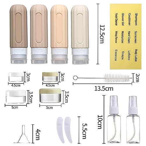 Mrsdry 16 Pack Travel Bottles Set for Toiletries, Leakproof Travel Containers for Toiletries TSA Approved Silicone Travel Accessories Squeezable Refillable 3oz for Shampoo Conditioner Lotion - color: Cream