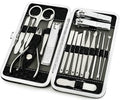 Nail Clippers Set Men Personal Care Tools Accessories Professional Manicure Pedicure Kit with Travel Case Nail Grooming Kit Gifts for Men Women Father Mother - color: Black-18pcs