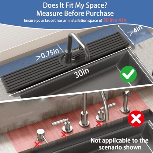 Fast Drying Kitchen Sink Splash Guard, Durable Stone Kitchen Faucet Mat, Water Absorbing Stone Tray for Sink, Diatomite Faucet Mat for Kitchen Sink, Stone Drying Mat for Kitchen and Bathroom Counter - color: Dark Gray Style 1, size: 30" x 4"