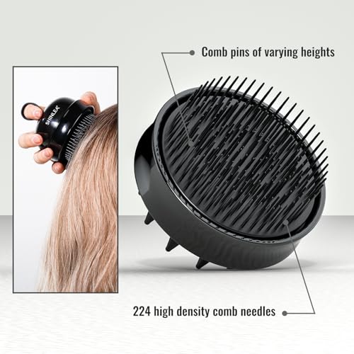 SHINLEA 2 in 1 Scalp Massager Hair Growth,Scalp Scrubber with Soft Silicone Bristles for Dandruff Removal,Shampoo Brush for Exfoliation,Head Massager for Both Wet and Dry Use (Black) - color: Black