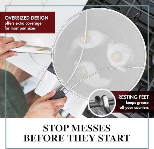 Splatter Screen for Frying Pan - 9.5/11.5/13 Inch (Set of 3) Stainless Steel Grease Splatter Guard - Cover Oil Splash when Sizzling Bacon, Cooking Fried Chicken or Popcorn - size: 9.5/11.5/13 Inch Set